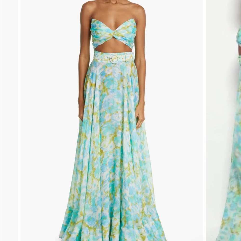 Zimmermann Teal and Gold Patterned skirt (top available too)